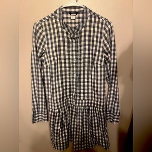 J Crew plaid dress - blue and white - buttons and pleated - size 2